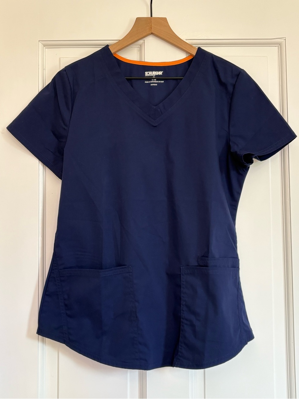 NWOT Scrubstar Premium Indigo Navy Blue Scrub Top Medical Dentist Vet Small